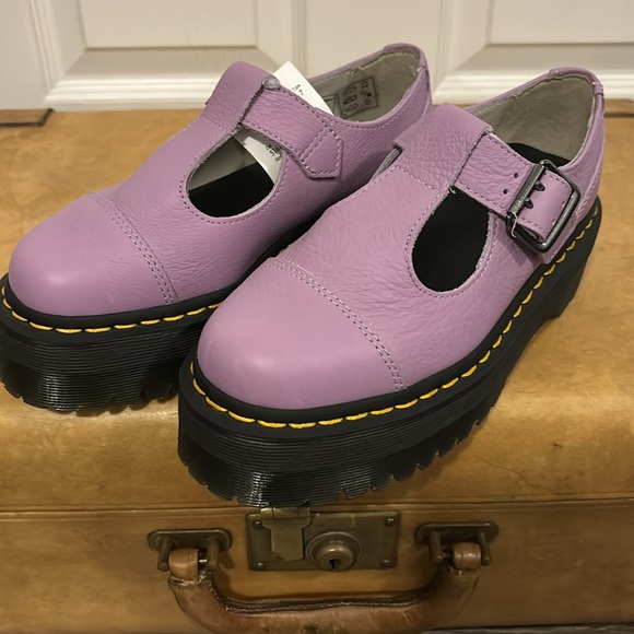 DR. MARTENS Leather Lilac Platform Mary Jane’s NWT US 5 - Picture 2 of 9